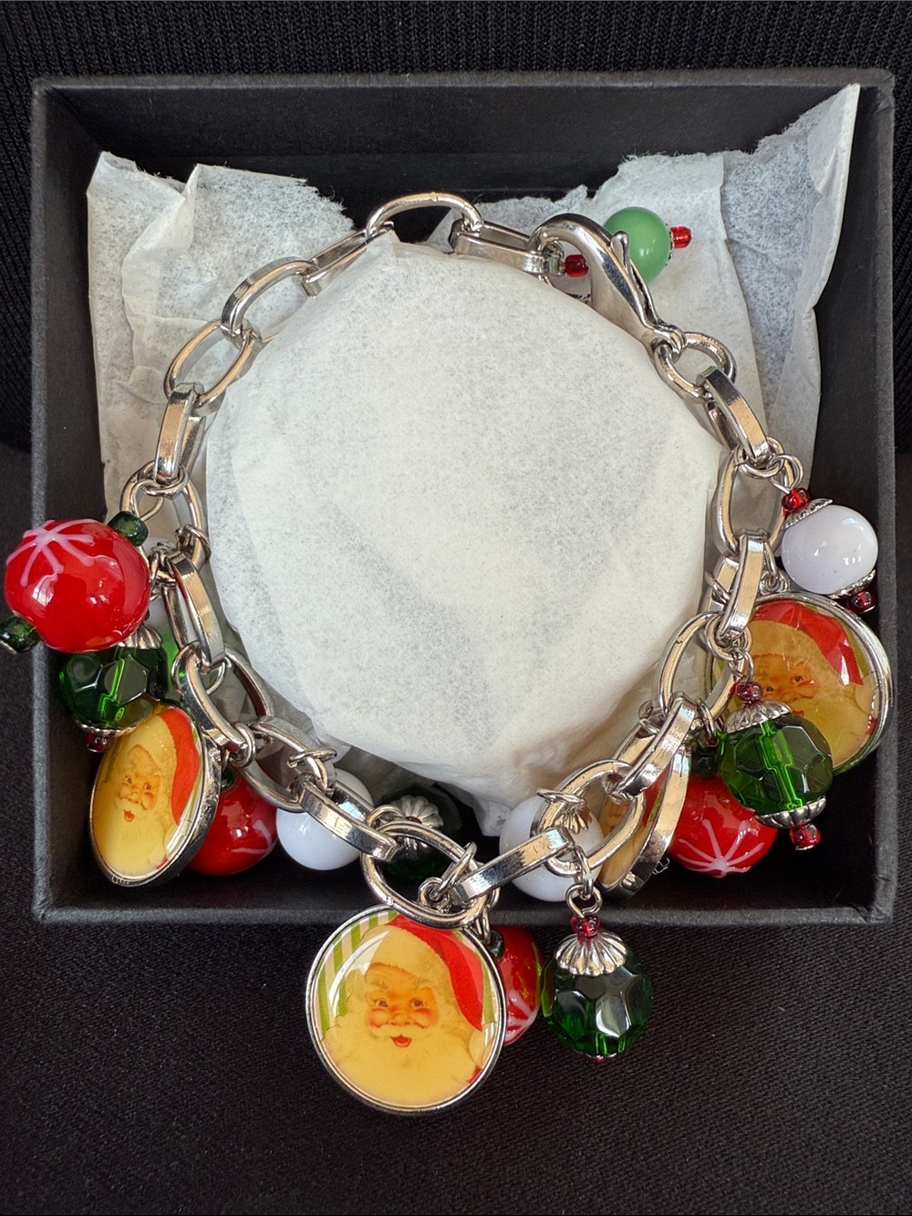 Vintage Christmas themed charm bracelet